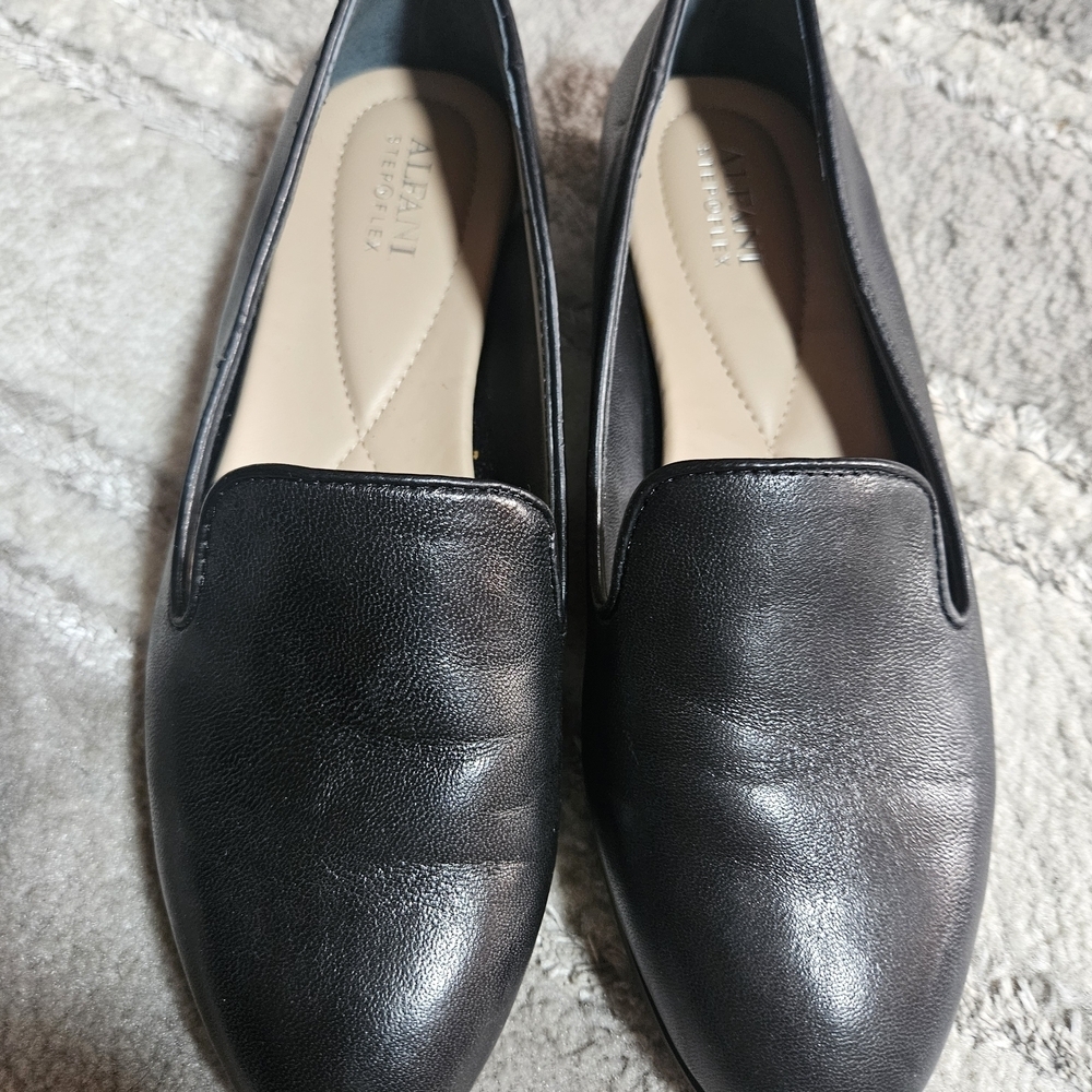 Black Leather Women's Loafers